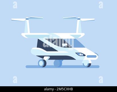 Self-driving flying car or taxi Vector illustration Stock Vector