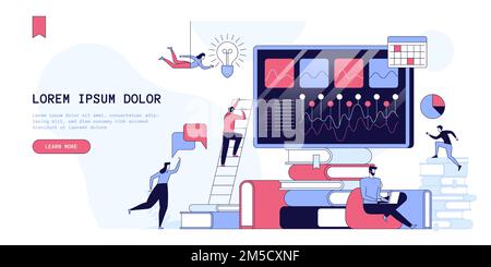 Financial analysis landing page vector template. Business research website homepage interface idea with flat illustrations. Budget assessment. Analyst Stock Vector