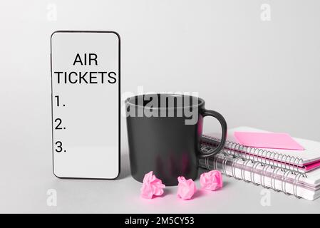 Handwriting text Air Tickets. Business concept individual is entitled to a seat on a flight on an aircraft Stock Photo