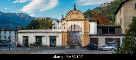 TIRANO,ITALY - OCTOBER 28,2022: Town view of Tirano, Tirano is a town in Valtellina, located in the province of Sondrio Stock Photo