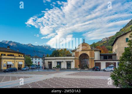 TIRANO,ITALY - OCTOBER 28,2022: Town view of Tirano, Tirano is a town in Valtellina, located in the province of Sondrio Stock Photo