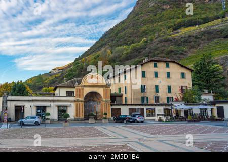 TIRANO,ITALY - OCTOBER 28,2022: Town view of Tirano, Tirano is a town in Valtellina, located in the province of Sondrio Stock Photo