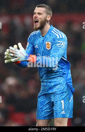 Manchester, England, 27th December 2022.  David De Gea of Manchester United during the Premier League match at Old Trafford, Manchester. Picture credit should read: Darren Staples / Sportimage Stock Photo