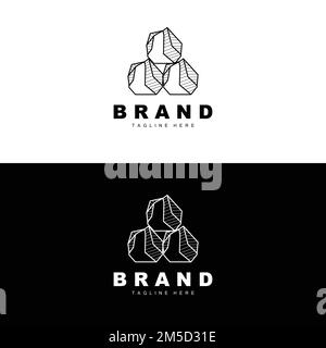 Stone Logo, Gem Line Stone Design, Diamond, Crystal, Simple Elegant, Product Brand Vector, Natural Stone Icon Stock Vector