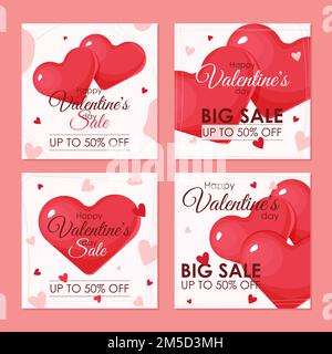 valentines day sale banner set in illustration Stock Vector