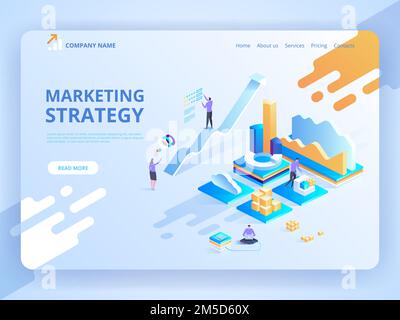 Vector illustration isometric design concept of Marketing Strategy for website and mobile website. Landing page template. Easy to edit and customize. Stock Vector