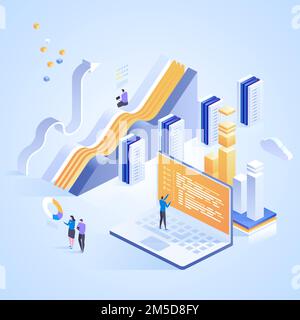 Datacenter Services. Internet data center connection, administrator of web hosting concept. Vector isometric illustration for landing page, web design Stock Vector