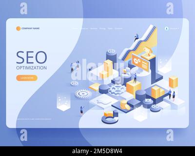 Seo optimization for website and mobile website. Landing page template. Easy to edit and customize. Can use for web banner, infographics, hero images. Stock Vector