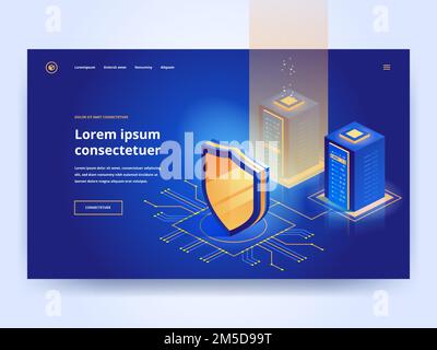 Cybersecurity. Protection network security and safe your data concept. Digital crime. Anonymous hacker. Web page design templates. Isometric vector il Stock Vector
