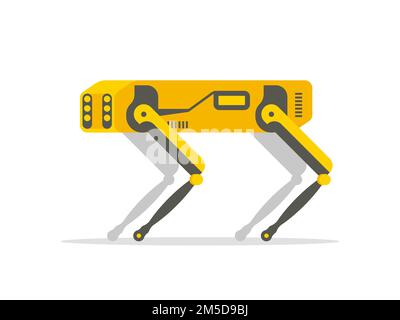 The mechanical robot dog guard. Industrial sensing and remote operation needs. Innovation in high technology. Vector flat graphic illustration Stock Vector
