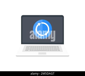 Software update or operating system upgrade on laptop logo design. Update System Upgrade Software version technology concept vector design. Stock Vector