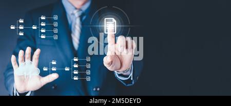 Document Management System , online documentation database and process automation to efficiently manage files, knowledge and documentation in enterpri Stock Photo