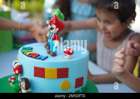 super Mario Bros Birthday party catering, snacks, mini doughnuts. Mario