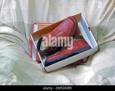 Brand new shoes in their box. Stock Photo