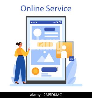 Content filling online service or platform. Making responsive and viral content for business development. Flat vector illustration Stock Vector