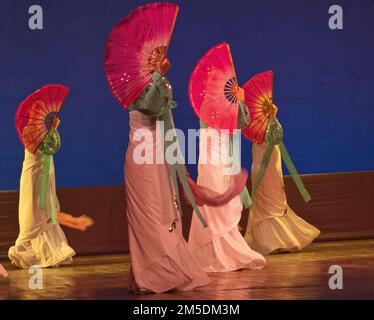 North Korean ballet dancers and musicians performing in Pyongyang, North Korea Stock Photo