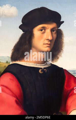 Medieval portrait of long haired italian lad Stock Photo