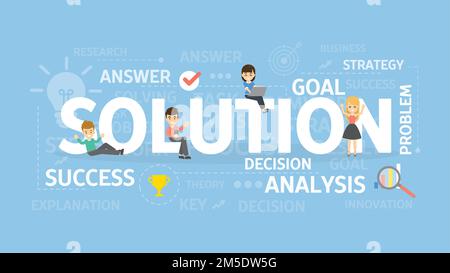 Solution concept illustration. Idea of analysis, questions and brainstorming. Stock Vector