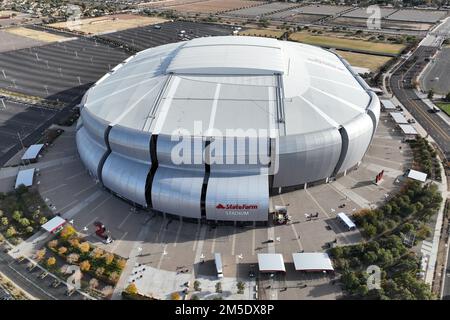 A general overall aerial view of State Farm Stadium, Monday, Dec