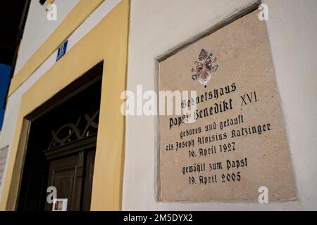 Marktl, Germany. 28th Dec, 2022. The birthplace of Pope Benedict XVI Pope Emeritus Benedict XVI is 'very ill,' according to his successor Francis. Credit: Lennart Preiss/dpa/Alamy Live News Stock Photo