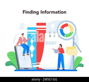 Copywriter concept. Writing and designing texts, creativity and promotion idea. Finding information and making valuable content. Vector flat illustrat Stock Vector