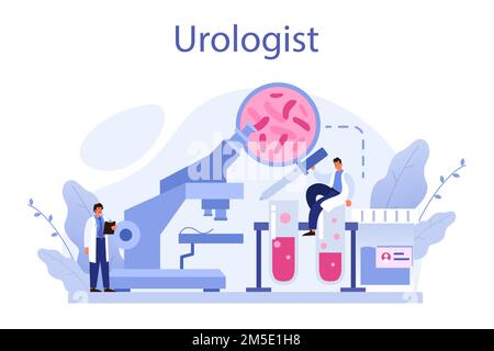 Urologist concept. Idea of kidney and bladder treatment, hospital care. Kidney examination endoscopy, partial nephrectomy. Urology, internal human org Stock Vector