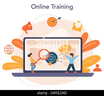 Big data online service or platform. Modern computer technology. Analyzing digital information from the internet. Online training. Isolated flat vecto Stock Vector