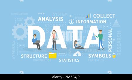 Data concept illustration. Idea of collecting, analysing and using. Stock Vector