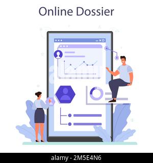 Employee assessment online service or platform. Employee evaluation, testing form and report, worker performance review. Online dossier. Flat vector i Stock Vector