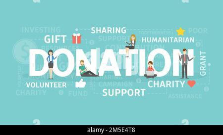 Donation concept illustration. Idea of gift, support and charity. Stock Vector