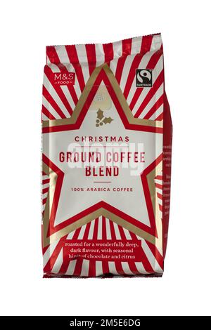 Christmas Ground Coffee Blend 100% Arabica Coffee from M&S isolated on white background Stock Photo