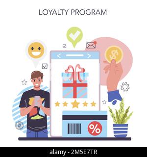 Customer loyalty online service or platform. Marketing program development for client retention. Idea of communication and relationship with customers Stock Vector