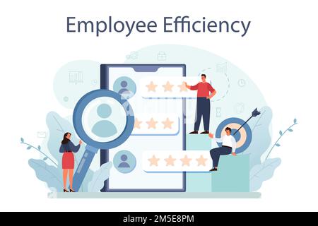Employee efficiency concept. Business staff management for a productive day. Quality and timeliness, work optimization. Human resources management. Is Stock Vector