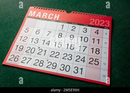 Calendar 2023, March, monthly planner for wall and desk. Stock Photo