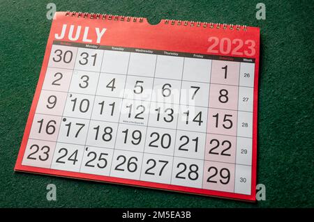 Calendar 2023, July, monthly planner for wall and desk. Stock Photo
