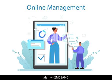 Business top management online service or platform. Successful strategy, motivation and leadership. Project manager. Online management. Isolated vecto Stock Vector