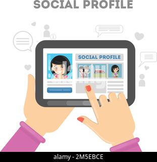 Social profile in media networks. Profile picture with personal information. Stock Vector