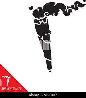 Happy burning stoned joint character vector glyph icon. Recreational drug symbol. Stock Vector
