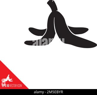 Banana skin vector glyph icon. Slapstick comedy symbol. Stock Vector