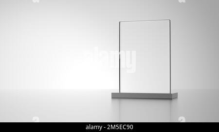 Glass award with metal base isolated on gray background. 3d illustration. Stock Photo