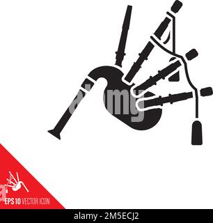 Scottish bagpipe vector icon. Traditional musical instrument outline symbol. Stock Vector