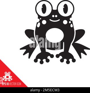 Cute cartoon frog vector icon. Amphibian animal character symbol. Stock Vector