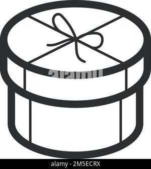 Cake package. Round gift box. Present icon Stock Vector