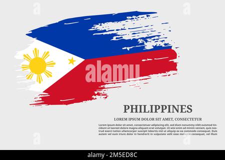 Philippines flag grunge brush and text poster, vector Stock Vector