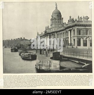 Vintage illustration after a photograph of The Custom House, Dublin, Ireland, 1890s, 19th Century Stock Photo