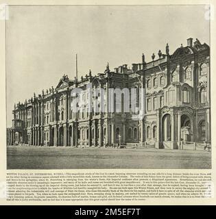 Vintage photograph of the Winter Palace, St Petersburg, Russia, 1890s, Victorian, 19th Century Stock Photo