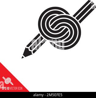 Knotted pencil isolated vector illustration for pencil Day on March 30. Writers block color symbol. Stock Vector