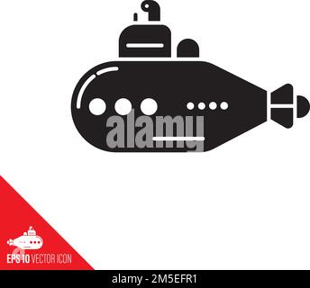 Submarine vessel vector icon. Underwater transport symbol. Stock Vector