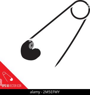 Safety pin vector glyph icon. Stock Vector