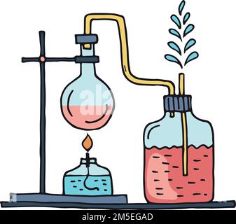 Chemical experiment doodle icon. Laboratory glass test Stock Vector